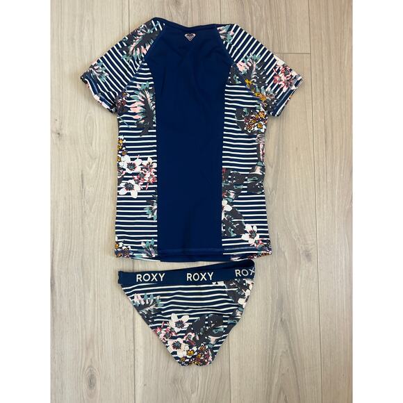 Roxy Girl Size Large (12) Two Piece Swimsuit - Short Sleeve Rashguard + Bottom - Picture 5 of 5